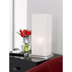 360 Lighting Cube Modern Accent Table Lamp 19 3/4" High White Ribbon Fabric Shade For Bedroom Living Room Bedside Nightstand Office Kids Family House -Safavieh Store GUEST bd3e19ec b689 445d a6cc b2b00c13a28f