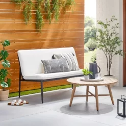 Cushioned Metal Outdoor Loveseat - Cream/Black - Hearth & Hand⢠With Magnolia
