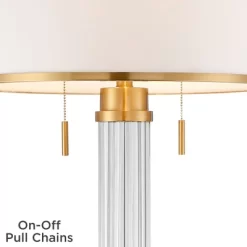 Possini Euro Design Cadence Modern Floor Lamp Standing 62" Tall Crystal Glass Column Satin Brass Linen Drum Shade For Living Room Bedroom Office House -Safavieh Store GUEST ca16b7ce 07a6 4449 89e6 d12a22ac27f0