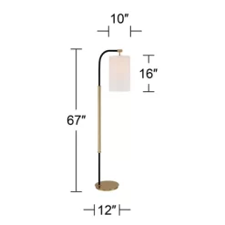 Possini Euro Design Sausalito Mid Century Modern Downbridge Floor Lamp 67" Tall Warm Gold Black Metal Linen Cylinder Shade For Living Room Reading -Safavieh Store GUEST cae62b55 643c 4b3e b861 b124f059f8ea