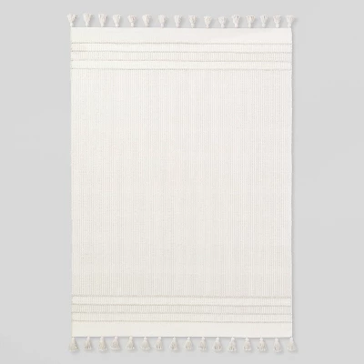 Texture Border Stripe Rug Cream/Silver Gray - Hearth & Hand™ With Magnolia 6 Texture Border Stripe Rug Cream/Silver Gray - Hearth & Hand™ With Magnolia - Image 4