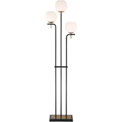 Possini Euro Design Acadia Modern Floor Lamp 71" Tall Black Warm Gold Metal 3 Light Frosted White Glass Globe Shade For Living Room Bedroom Office -Safavieh Store GUEST cfab7d06 4c65 4d16 b0f9 c50535035577