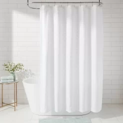 Dyed Clipped Diamond Shower Curtain White - Thresholdâ˘