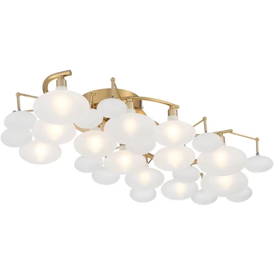 Possini Euro Design Lilypad Modern Ceiling Light Semi Flush Mount Fixture 30 1/4" Wide Warm Brass 12-Light Frosted Glass Shade For Bedroom Living Room 9 Possini Euro Design Lilypad Modern Ceiling Light Semi Flush Mount Fixture 30 1/4" Wide Warm Brass 12-Light Frosted Glass Shade For Bedroom Living Room - Image 7