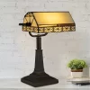 Hastings Home Tiffany Style Bankers LED Desk Lamp – 16" High, Dark Brown