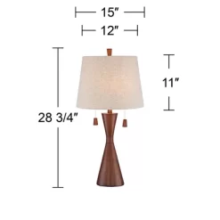360 Lighting Omar Modern Table Lamp 28 3/4" Tall Warm Brown Wood Hourglass Oatmeal Fabric Drum Shade For Bedroom Living Room Bedside Nightstand Office -Safavieh Store GUEST e6133243 7521 466c 866d fc796a8ed041