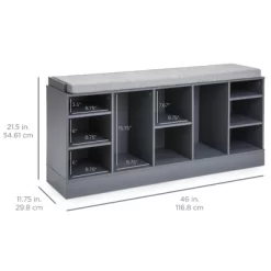 Best Choice Products 46in Shoe Storage Organization Rack Bench For Entryway, Bedroom W/ Padded Seat, 10 Cubbies - Gray 13 Best Choice Products 46in Shoe Storage Organization Rack Bench For Entryway, Bedroom W/ Padded Seat, 10 Cubbies - Gray -Safavieh Store GUEST e919ac75 9996 4a37 82b9 4b648350ce6c