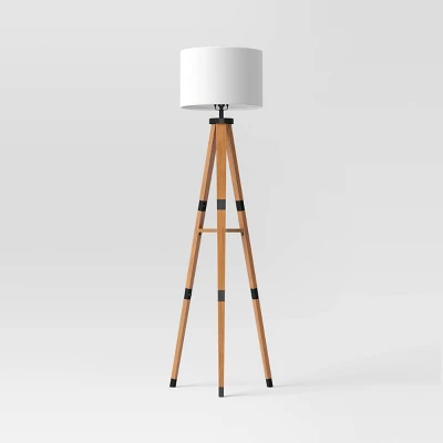 Tripod Floor Lamp With Shelf Brown Wood - Threshold™ 7 Tripod Floor Lamp With Shelf Brown Wood - Threshold™ - Image 5