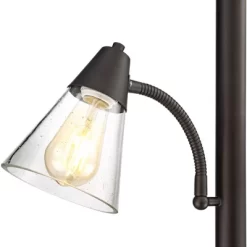 Franklin Iron Works Warwick Industrial Torchiere Floor Lamp With Side Lights 71 1/2" Tall Tiger Bronze LED Clear Seedy Glass For Living Room Reading -Safavieh Store GUEST ea3e2832 aa93 4608 867e b86e755fc252