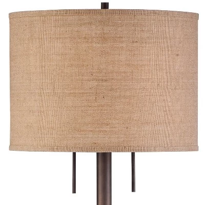 Possini Euro Design Garth Modern Floor Lamp Standing 63 1/2" Tall Oil Rubbed Bronze Burlap Fabric Drum Shade For Living Room Bedroom Office House Home 5 Possini Euro Design Garth Modern Floor Lamp Standing 63 1/2" Tall Oil Rubbed Bronze Burlap Fabric Drum Shade For Living Room Bedroom Office House Home - Image 3