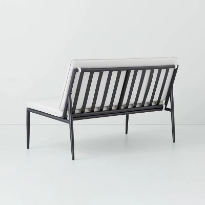 Cushioned Metal Outdoor Loveseat - Cream/Black - Hearth & Hand™ With Magnolia 5 Cushioned Metal Outdoor Loveseat - Cream/Black - Hearth & Hand™ With Magnolia - Image 3