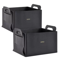 Juvale 2 Pack Faux Leather Foldable Storage Bins With Handles, Collapsible Baskets For Home Organization, Black, 10 X 6.5 In -Safavieh Store GUEST f29c8ff6 3821 4a15 8b22 057659cf924e