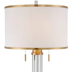 Possini Euro Design Cadence Modern Floor Lamp Standing 62" Tall Crystal Glass Column Satin Brass Linen Drum Shade For Living Room Bedroom Office House -Safavieh Store GUEST f4d9487e bd8e 4d4e ab08 6d302613901b