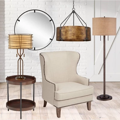 Possini Euro Design Garth Modern Floor Lamp Standing 63 1/2" Tall Oil Rubbed Bronze Burlap Fabric Drum Shade For Living Room Bedroom Office House Home 9 Possini Euro Design Garth Modern Floor Lamp Standing 63 1/2" Tall Oil Rubbed Bronze Burlap Fabric Drum Shade For Living Room Bedroom Office House Home - Image 7