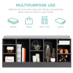 Best Choice Products 46in Shoe Storage Organization Rack Bench For Entryway, Bedroom W/ Padded Seat, 10 Cubbies - Gray 9 Best Choice Products 46in Shoe Storage Organization Rack Bench For Entryway, Bedroom W/ Padded Seat, 10 Cubbies - Gray -Safavieh Store GUEST f9bb8d2c 5935 4d03 b86d 454425965cb3