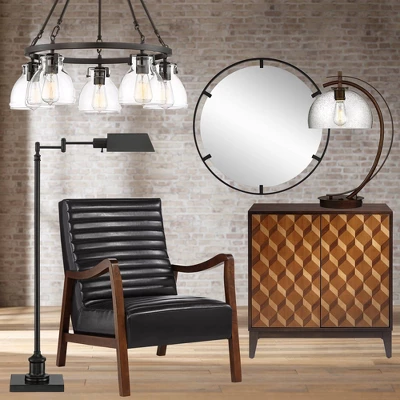 Possini Euro Design Bellis Bronze Wagon Wheel Pendant Chandelier 25" Wide Modern Clear Glass 5-Light Fixture For Dining Room House Kitchen Island Home 9 Possini Euro Design Bellis Bronze Wagon Wheel Pendant Chandelier 25" Wide Modern Clear Glass 5-Light Fixture For Dining Room House Kitchen Island Home - Image 8