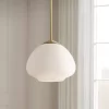 Possini Euro Design Orilla Brass Mini Pendant Light 11 3/4" Wide Mid Century Modern White Opal Glass Shade For Dining Room House Foyer Kitchen Island -Safavieh Store GUEST fd883ad2 d901 4483 8e60 564f0caa8398